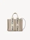 Chloé Petit Sac Cabas Woody En Toile De Lin Femme Rose Taille Onesize 100% Lin In Rose