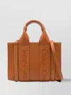 Chloé Woody Small Tote Bag In Leather With Crossbody Strap