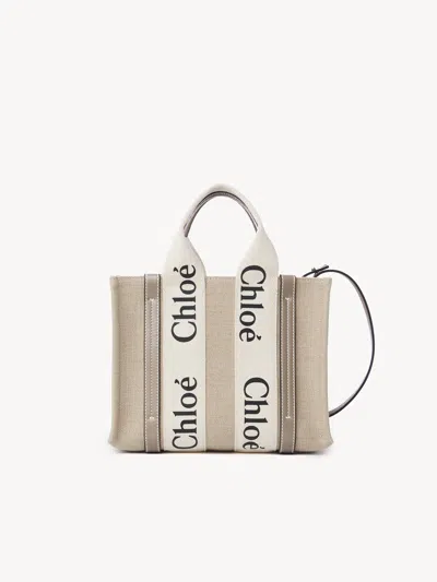 Chloé Small Woody Tote Bag Musk Grey In Neutral