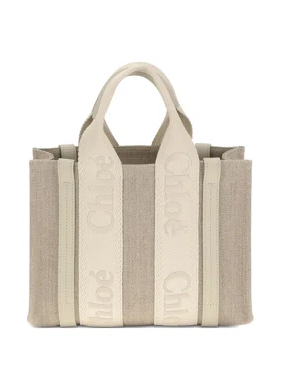 Chloé Small Woody Tote Bag In Neutral