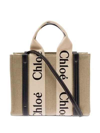 Chloé Small Woody Tote Bag In Neutral