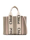 Chloé Woody Small Canvas Tote In Pink