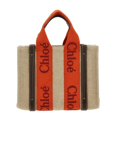Chloé Small Woody Tote Bag In Nude