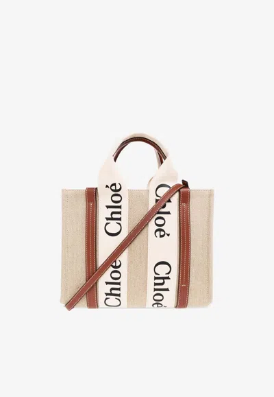 Chloé Small Woody Tote Bag In Sand