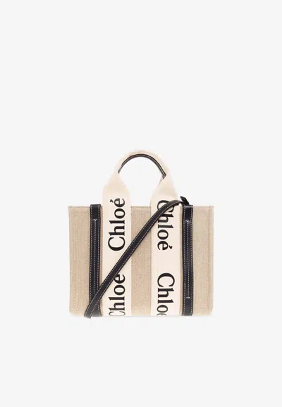Chloé Small Woody Tote Bag In Sand
