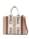 Chloé Multicolor Fabric Small Woody Shopping Bag In White