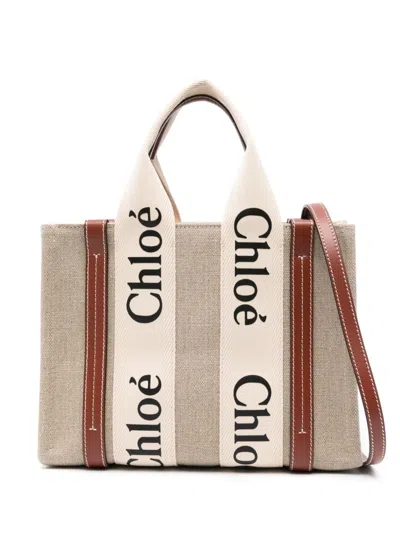 Chloé Multicolor Fabric Small Woody Shopping Bag