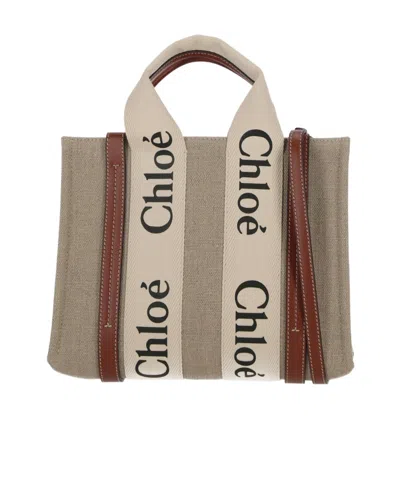 Chloé Chloe Women Multicolor Fabric Small Woody Shopping Bag In Neutral