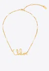 Chloé Vintage Gold Necklace With Cursive Name Pendant And Delicate Chain In Gold