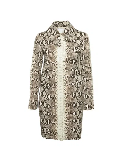 Pre-owned Chloé Snake-print Corduroy Coat In Neutral