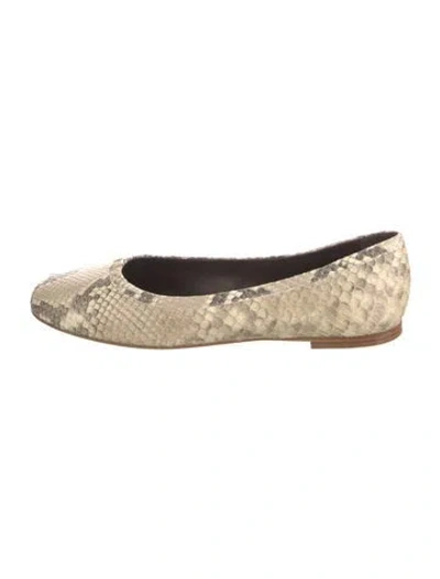 Pre-owned Chloé Snakeskin Animal Print Ballet Flats In Neutral