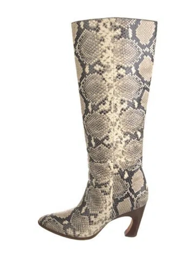 Pre-owned Chloé Snakeskin Animal Print Boots In Neutral