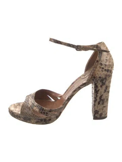Pre-owned Chloé Snakeskin Animal Print Sandals In Neutral