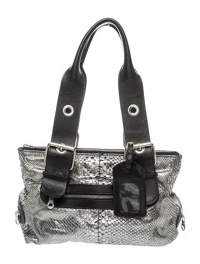 Pre-owned Chloé Snakeskin Shoulder Bag In Silver