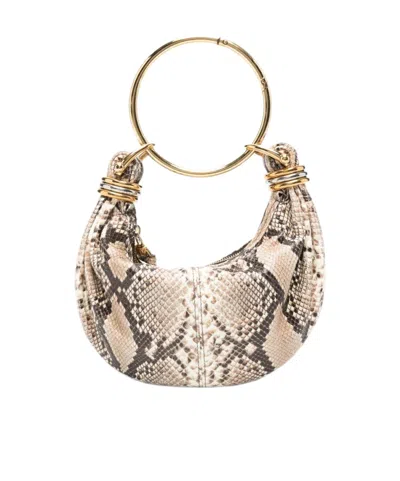 Chloé Snakeskin-effect Ring-handle Clutch Bag In Nude