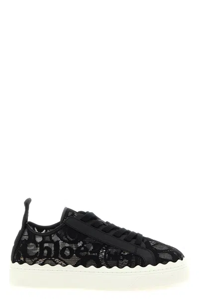 Chloé Sneaker 'lauren' In Pizzo In Nero