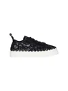 Chloé Lauren Scalloped Logo-detailed Lace And Leather Sneakers