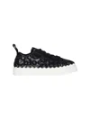 Chloé Lauren Scalloped Logo-detailed Lace And Leather Sneakers