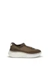 Chloé Nama Mixed Leather Low-top Platform Sneakers In Brown