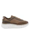 Chloé Nama Mixed Leather Low-top Platform Sneakers In Brown