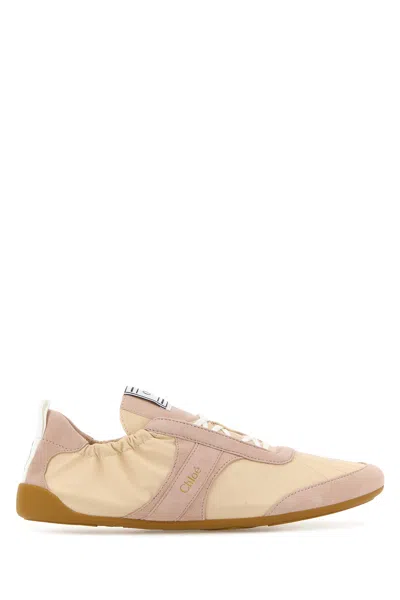 CHLOÉ TWO-TONE CANVAS AND LEATHER CHLOÈ KICK SNEAKERS