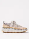 Chloé Nama Embroidered Suede And Recycled-mesh Sneakers In Beige