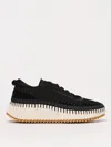 Chloé Nama Embroidered Suede And Recycled-mesh Sneakers In Schwarz