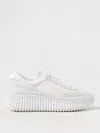 Chloé Nama Embroidered Suede And Recycled Mesh Sneakers In 白色