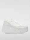 Chloé Platform Speckled Mix Leather Sneakers In Weiss