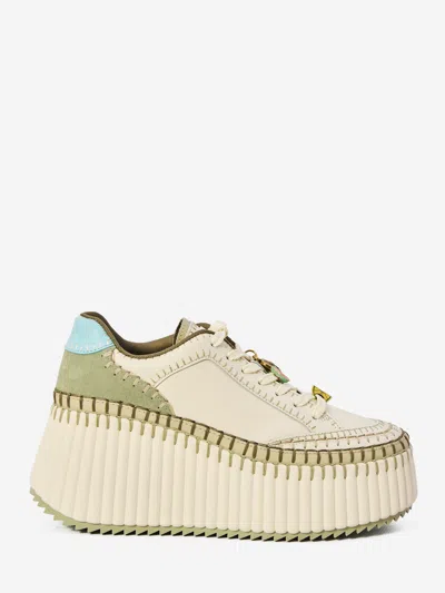 Chloé Nama Wedge Sneakers In White