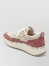 Chloé Sneakers Contrast Stitching Pull Tab Textured Sole
