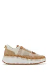 Chloé Mesh Nama Low-top Sneakers With Suede Inserts In Brown