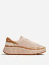 Chloé Low Top Sneakers Featuring Contrast Stitching And Textured Sole In Pink