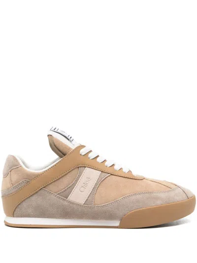 Chloé Leather Lace-up Low-top Sneakers In Brown