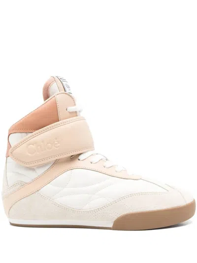 Chloé Kick Sneakers In White Suede And Leather In Pink