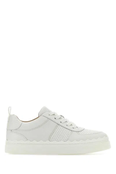 Chloé Lauren Leather Sneaker In Blanco