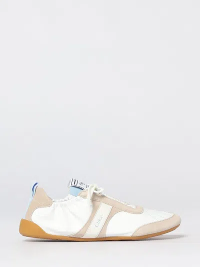Chloé White Calf Leather Bos Taurus Athletic Sneakers In Multi