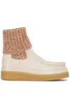 Chloé Sock-detail Leather Boots In Nude