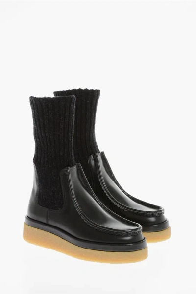 Chloé Socks Jamie Boots With Knited Detail In Black