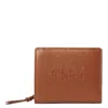 Chloé Chloe Soft Leather Logo Embroidered Sense Compact Wallet