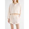 Chloé Long Sleeve Crop Top In Cotton In Pink