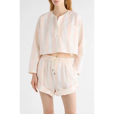 Chloé Soft Stripe Organic Cotton Crop Shirt In Pink