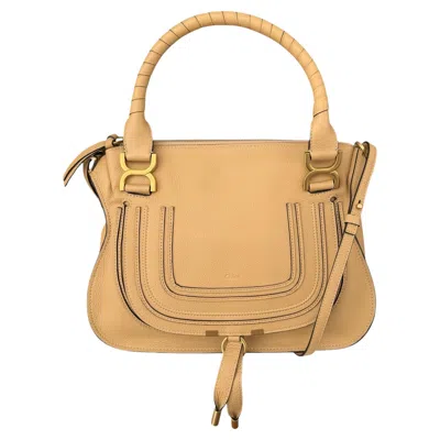 Pre-owned Chloé Chloe Soft Tan Leather Medium Marcie Satchel Bag In Brown