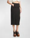 Chloé Soft Twill Midi Skirt With Scalloped Trim In Black