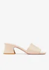 Chloé Soleil 55 Shiny Leather Mules In Neutral