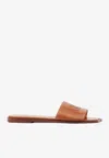 Chloé Soleil Leather Flat Slide Sandals In Brown
