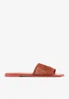 Chloé Soleil Crochet-effect Flat Sandals In Brown