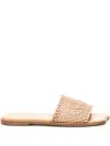Chloé Soleil Embroidered Woven Sandals In Neutral