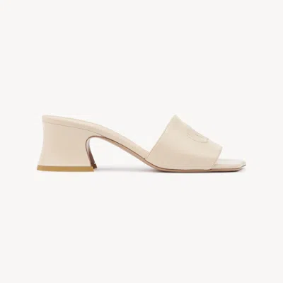 CHLOÉ CHLOÉ SOLEIL HEELED MULE BEIGE SIZE 5 100% LAMBSKIN