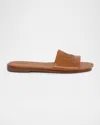 Chloé Soleil Leather Flat Sandals In Brown